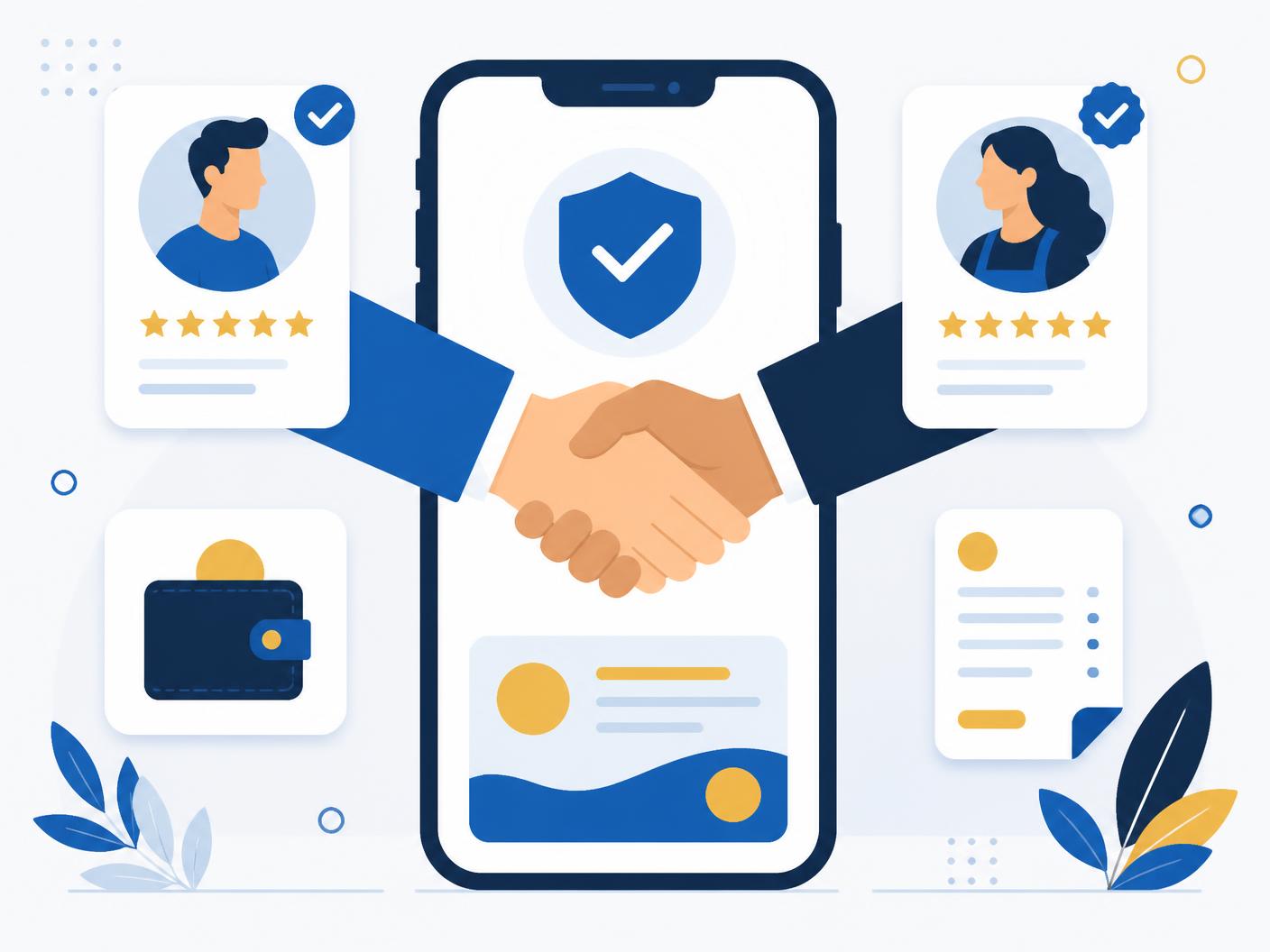 عميل سعودي يصافح مقدم خدمة موثّق بعد إتمام العمل